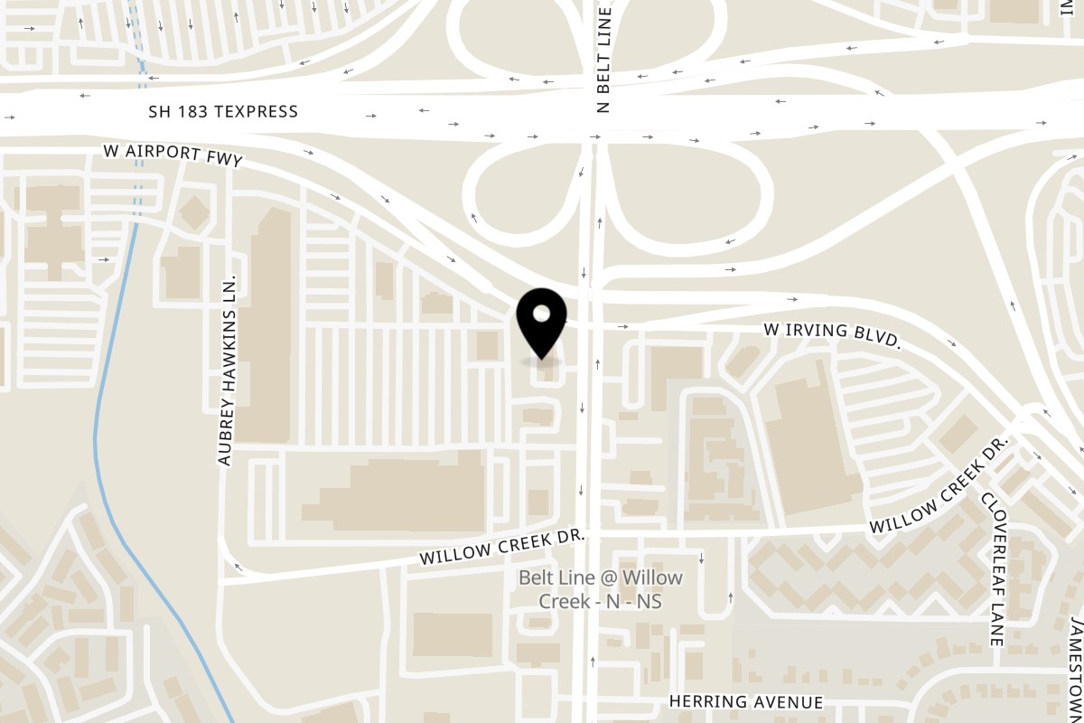 Map showing the location of Lokal Eatz on 1951 N Belt Line Rd in Irving